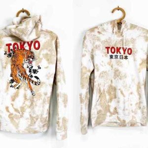 Bowery Supply Co. Tan Tie Dye Hooded Sweatshirt Tokyo Tiger